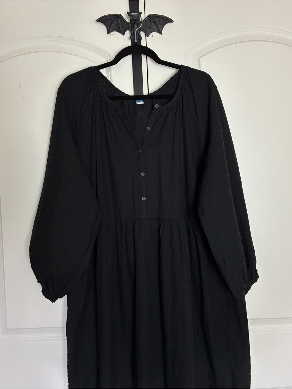 Old Navy Black Dress Button-Front 3/4 Sleeve Lightweight Comfortable NWT 3X - Picture 4 of 13